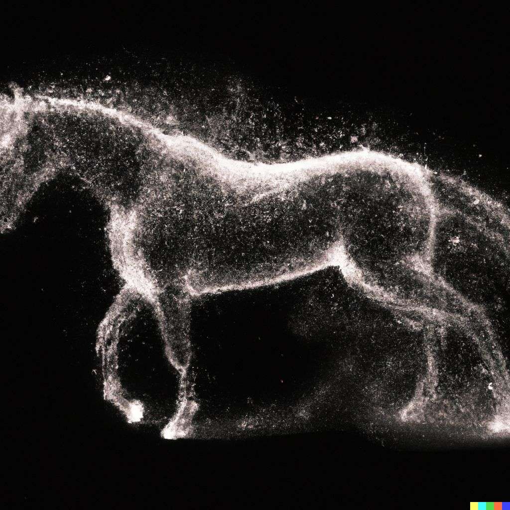 a horse, particle simulation, Octane render